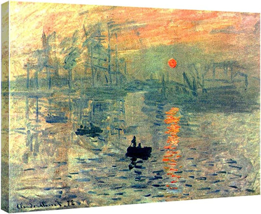 Impression, Sunrise Modern Framed Giclee Canvas Prints of Claude Monet Famous Oil Paintings Reproduction Seascape Artwork Sea Pictures on Canvas Wall Art Ready to Hang